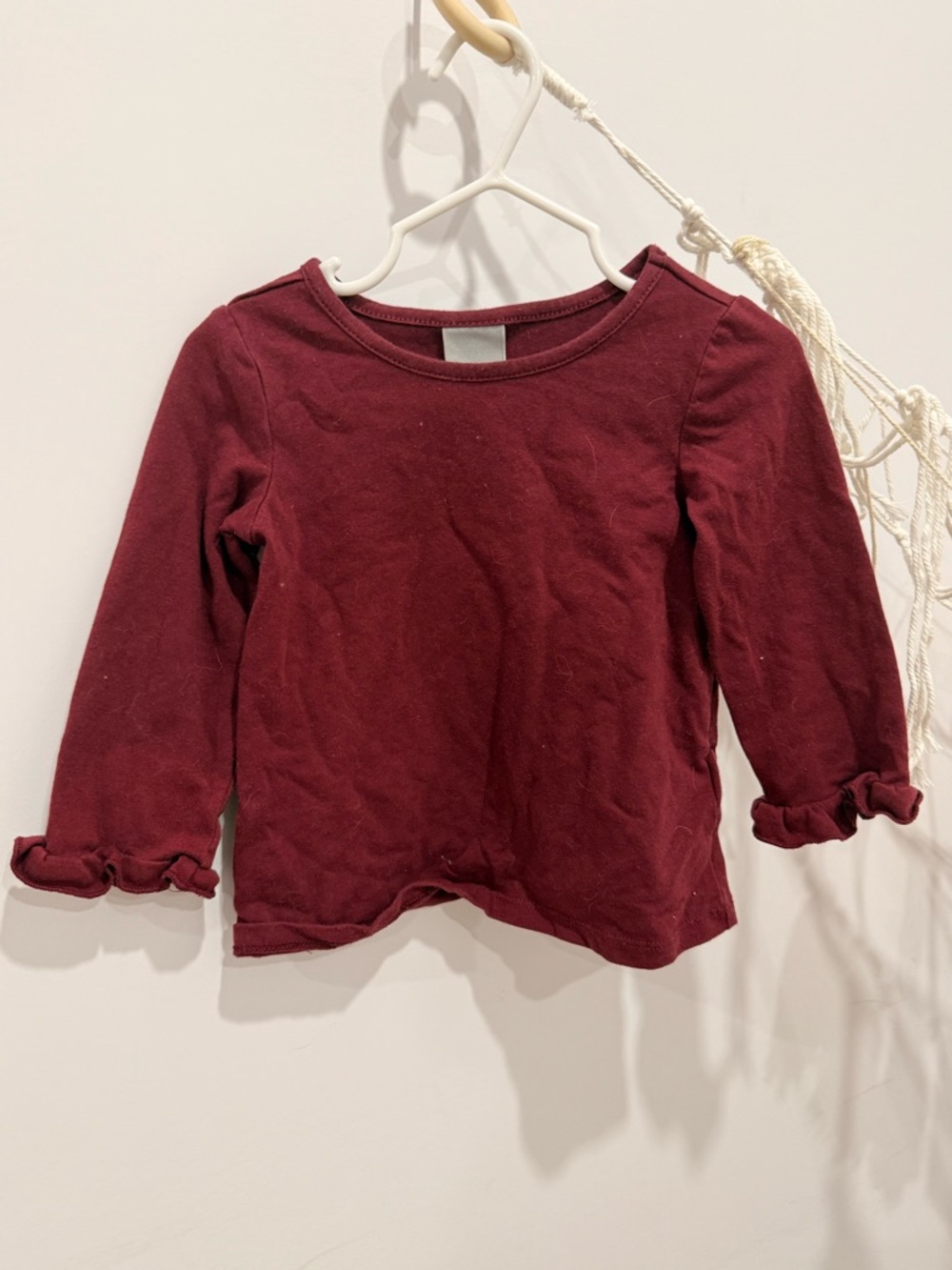 Tahari Girls' Long-Sleeve Ruffle Cuff Top - Wine